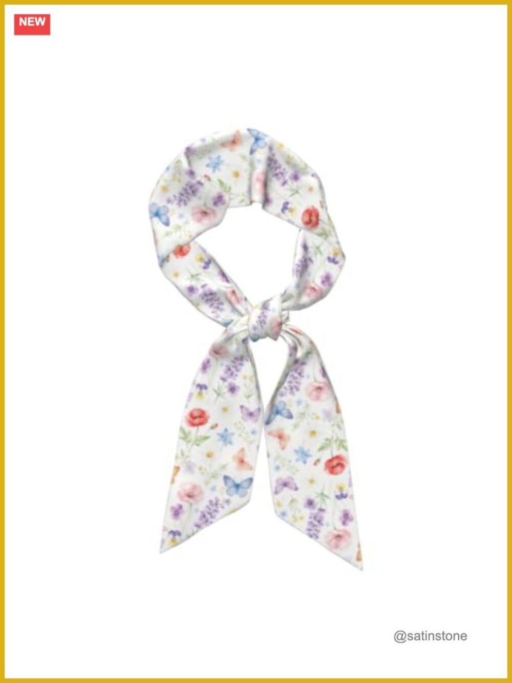 Skinny Satin Scarf Silky Hair Neck Scarf Women Floral Fashion Scarf
